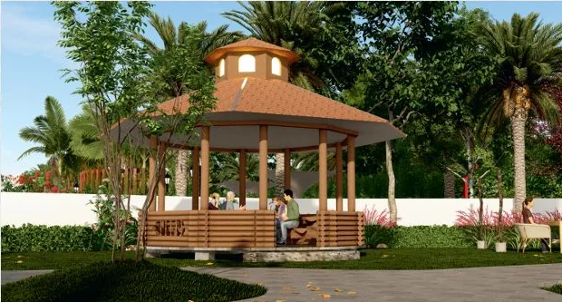Render of an outdoor sitting gazebo